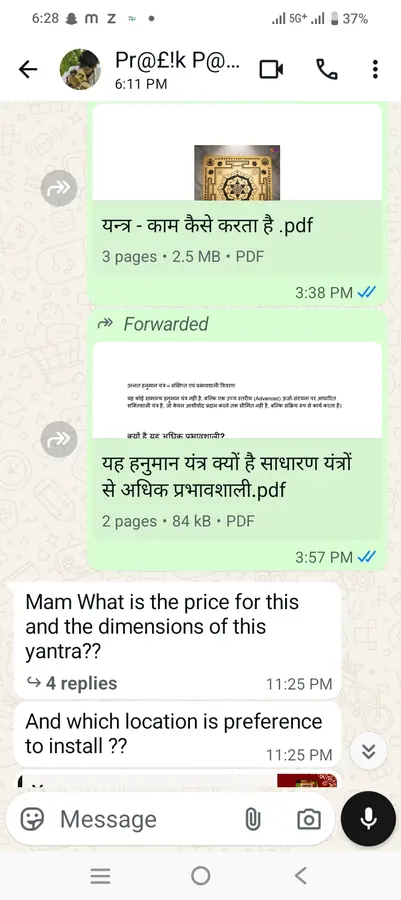 Pratik asking about the yantra then receiving pooja vidhi