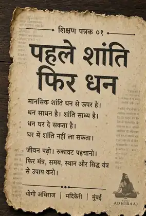 शिक्षण पत्रक ०१, पहले शांति फिर धन।